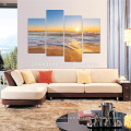 Impression sur toile de paysage côtier / Coucher de soleil sur la plage Décoration murale / Ocean Waves Peinture à l&#39;huile Imprimer